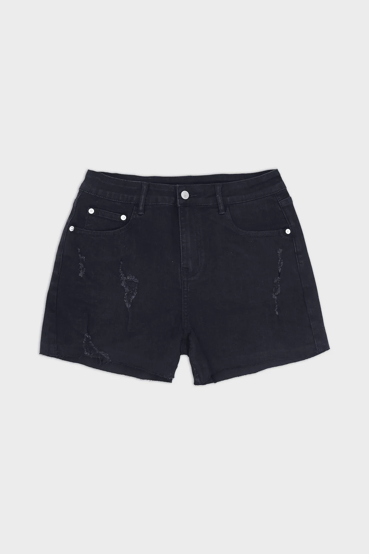 Rockstar Raw Cut 2.5" Denim Short Shorts - Black