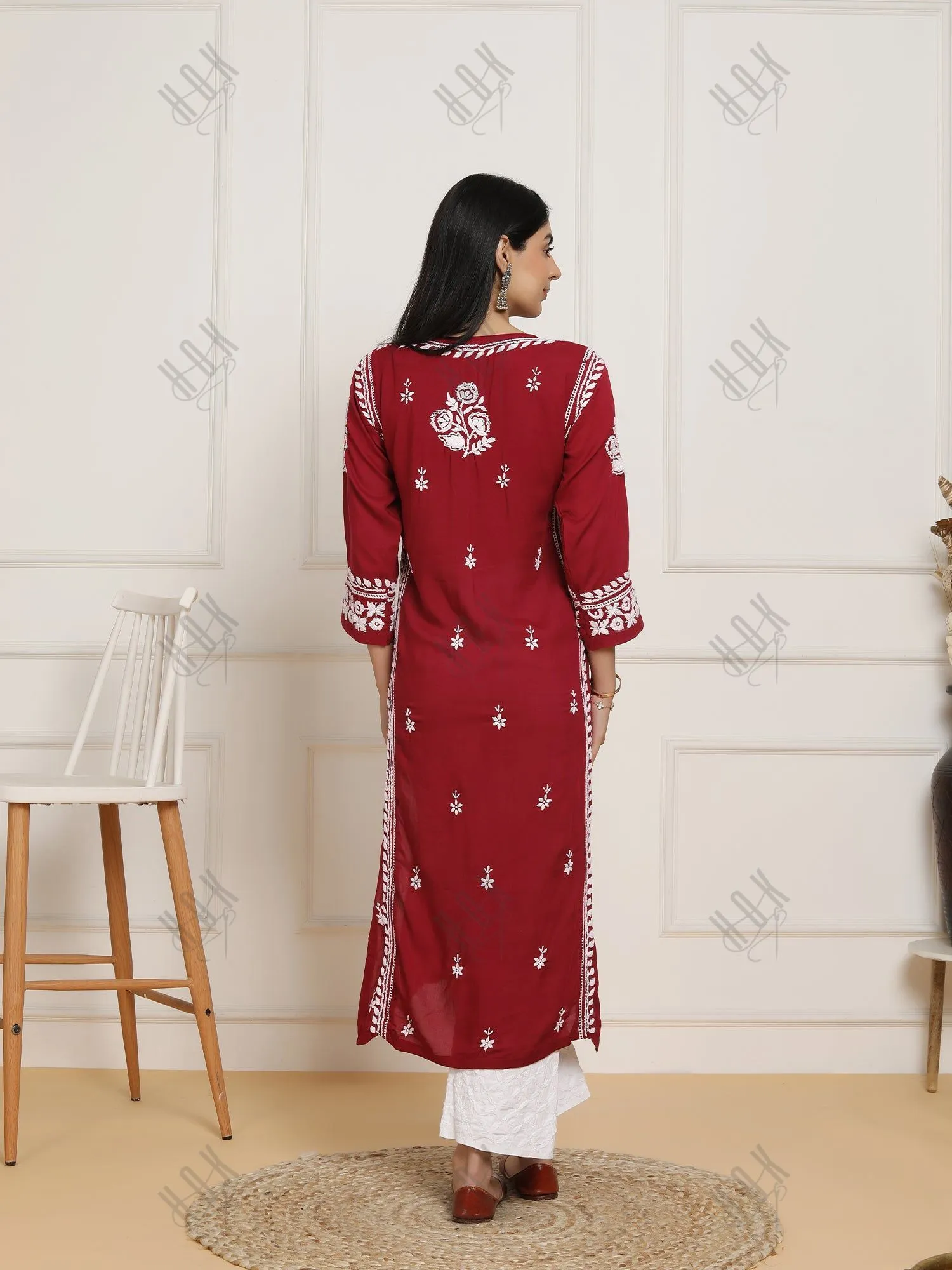 Saba Chikankari  kurta in modal cotton - Maroon