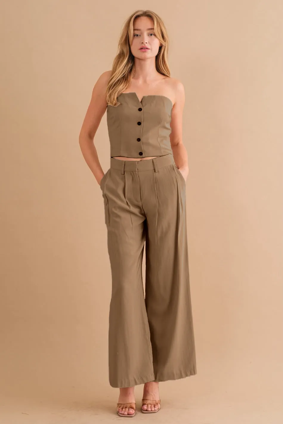 Two-Piece Strapless Top & Pant Set