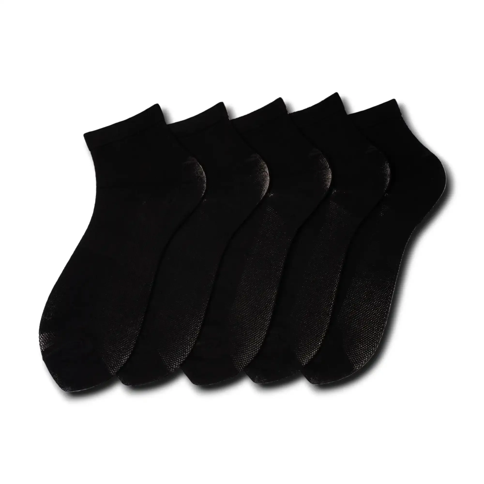 Young Wings Men's Black Colour Cotton Fabric Solid Ankle Length Socks - Pack of 5, Style no. M1-2143 N