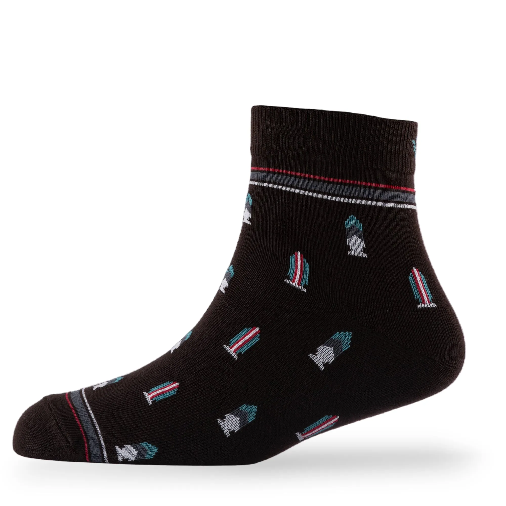 Young Wings Men's Multi Colour Cotton Fabric Design Ankle Length Socks - Pack of 5, Style no. 2736-M1