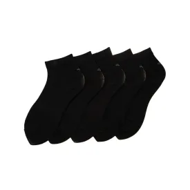 Young Wings Women's Black Colour Cotton Fabric Solid Ankle Length Socks - Pack of 5, Style no. 5101-W1